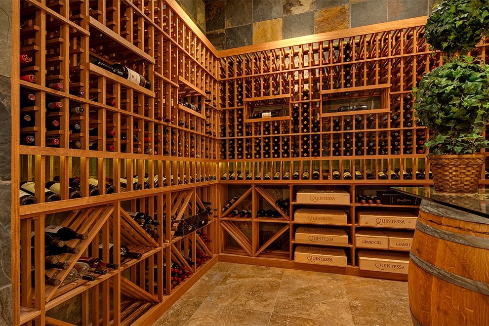 Photo of a traditional wine cellar in Seattle with storage racks.