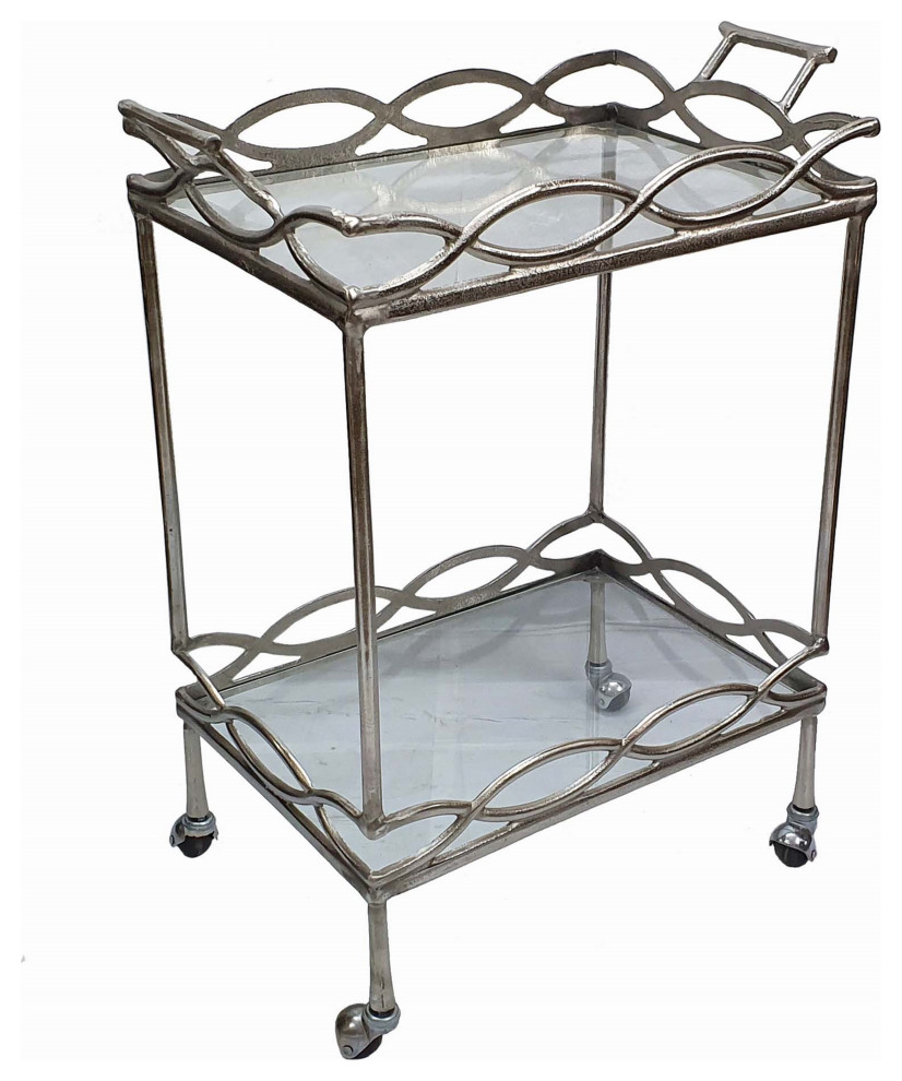 Aluminum Bar Cart 23.5x14x30" Transitional Bar Carts by GwG