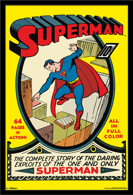 24x36 Superman #1 Cover Poster, Black Framed Version