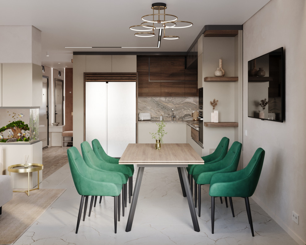 Дизайн проект 3х комнатной квартиры с большой кухней-гостиной