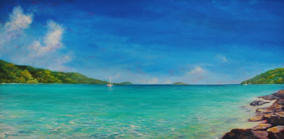 Original Caribbean Seascape Painting  Magen's Bay