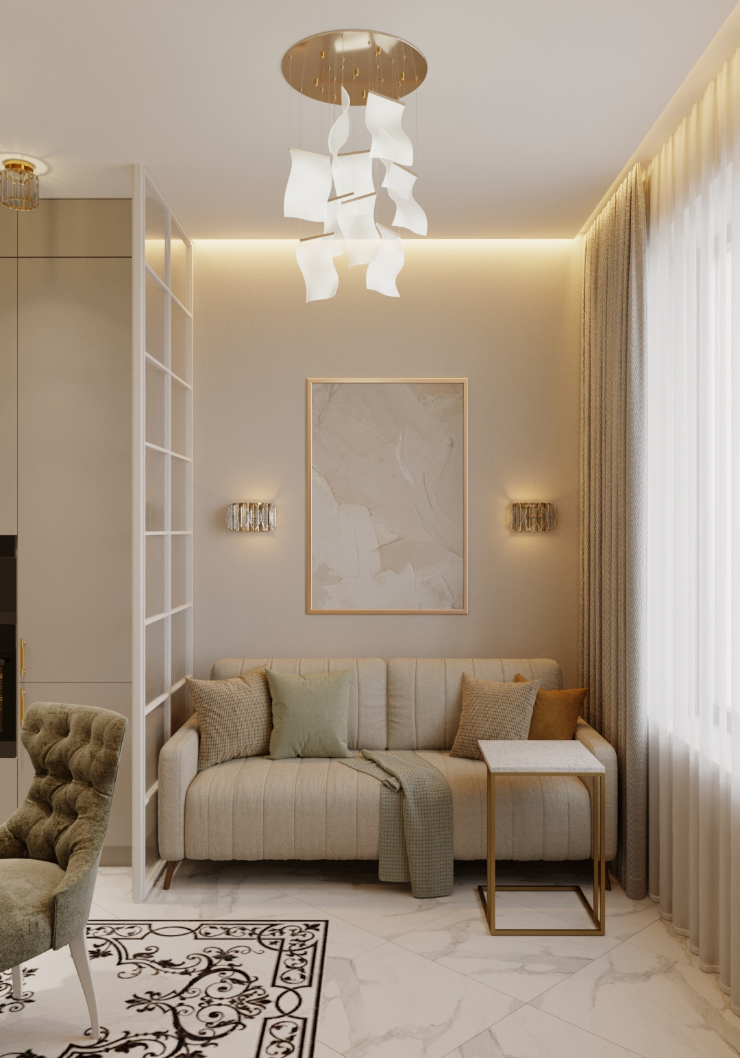 Современный интерьер в нюдовых тонах