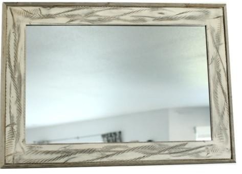 Rustic Mirror, Denali Antique White Heavily Distressed Wood Mirror, 18x22