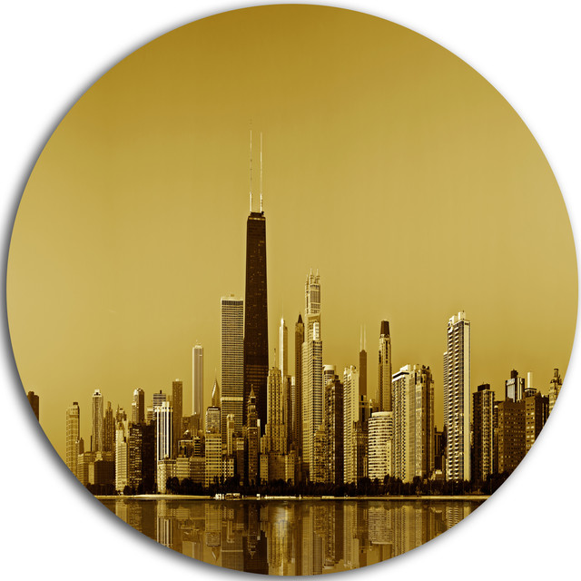 Chicago Gold Coast With Skyscrapers, Cityscape Disc Metal Artwork ...