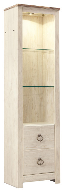 Benzara BM210895 Tall Pier, 1 Door Cabinet and 2 Adjustable Glass Shelves