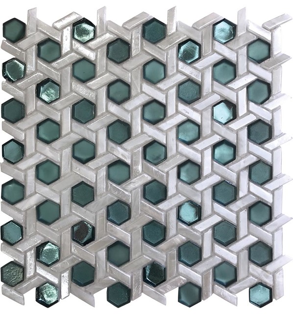 Weave Emerald Tile, 11.7x11.9" Contemporary Mosaic Tile by PARMA