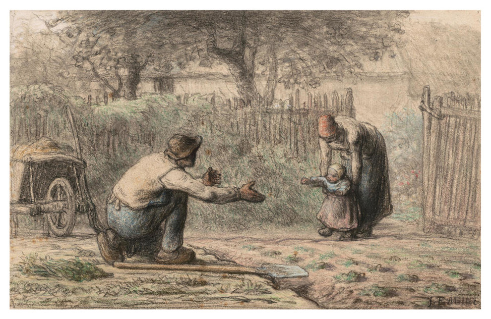 "First Steps, c. 1858-1866" Digital Paper Print by Jean-Francois Millet, 32"x21"