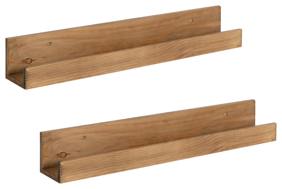 Levie 24" Wood Wall Shelf Set, Natural 2 Piece