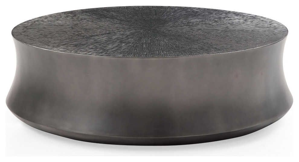 Modrest Airdrie Modern Antique Grey Large Round Coffee Table Modern