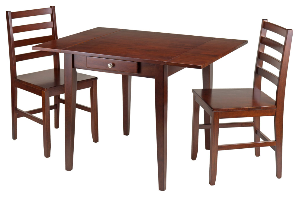 Ergode Hamilton 3-Piece Drop Leaf Dining Table With 2 Ladder Back Chairs