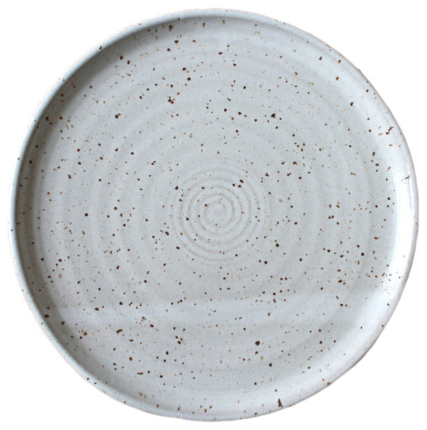 Earthware Handmade Dinner Plate, Speckled White