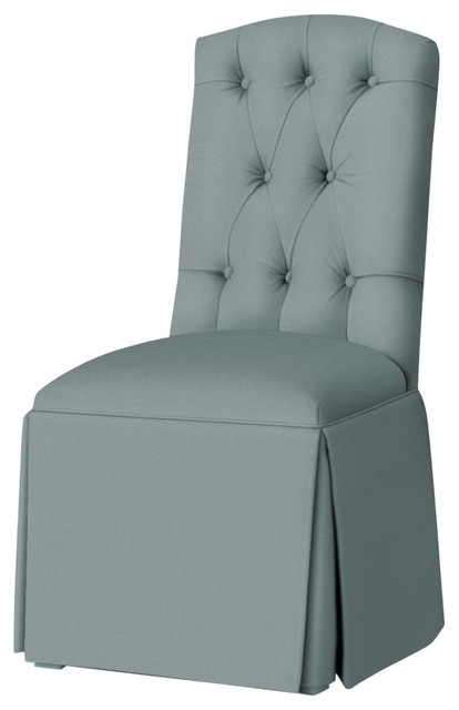 Hampton Tufted-Back Skirted Parsons Chair, Cloud Blue