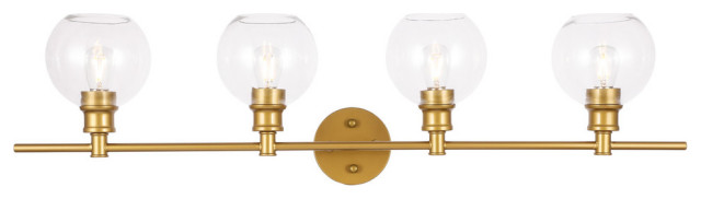 Living District 4-Light Brass and Clear Glass Wall Sconce