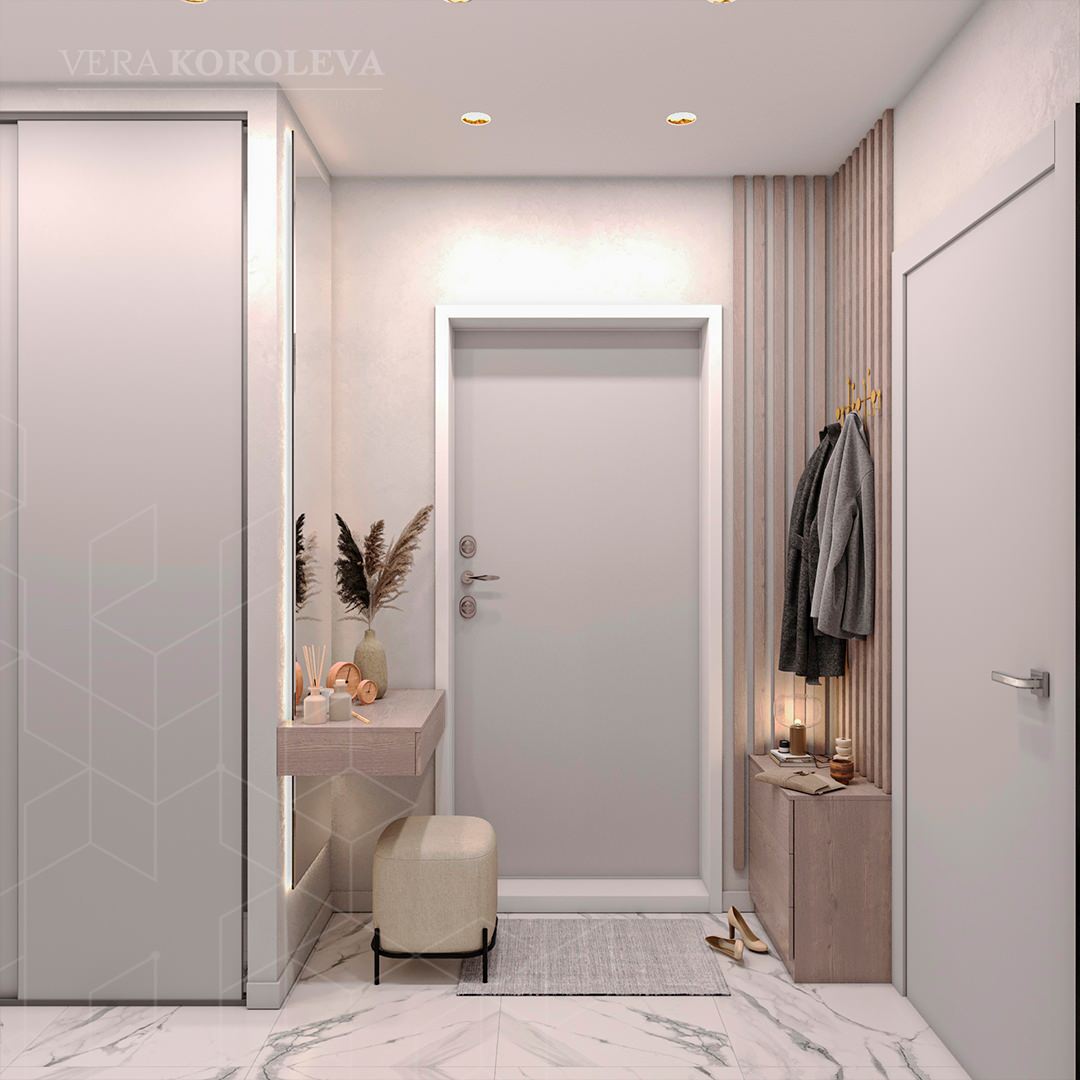 Дизайн-проект двухкомнатной  квартиры с золотыми акцентами в ЖК "Q-Мир"