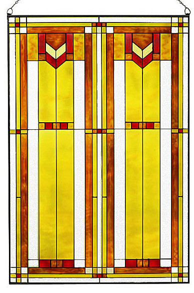 Craftsman Color Mission Style 20.5 x 30.5 Vertical Stained Glass Panel