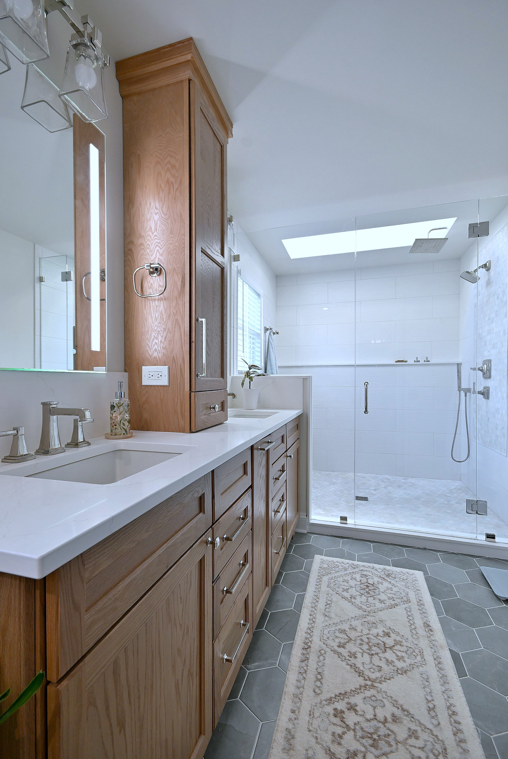Bright Transitional Bathroom Remodel with Storage