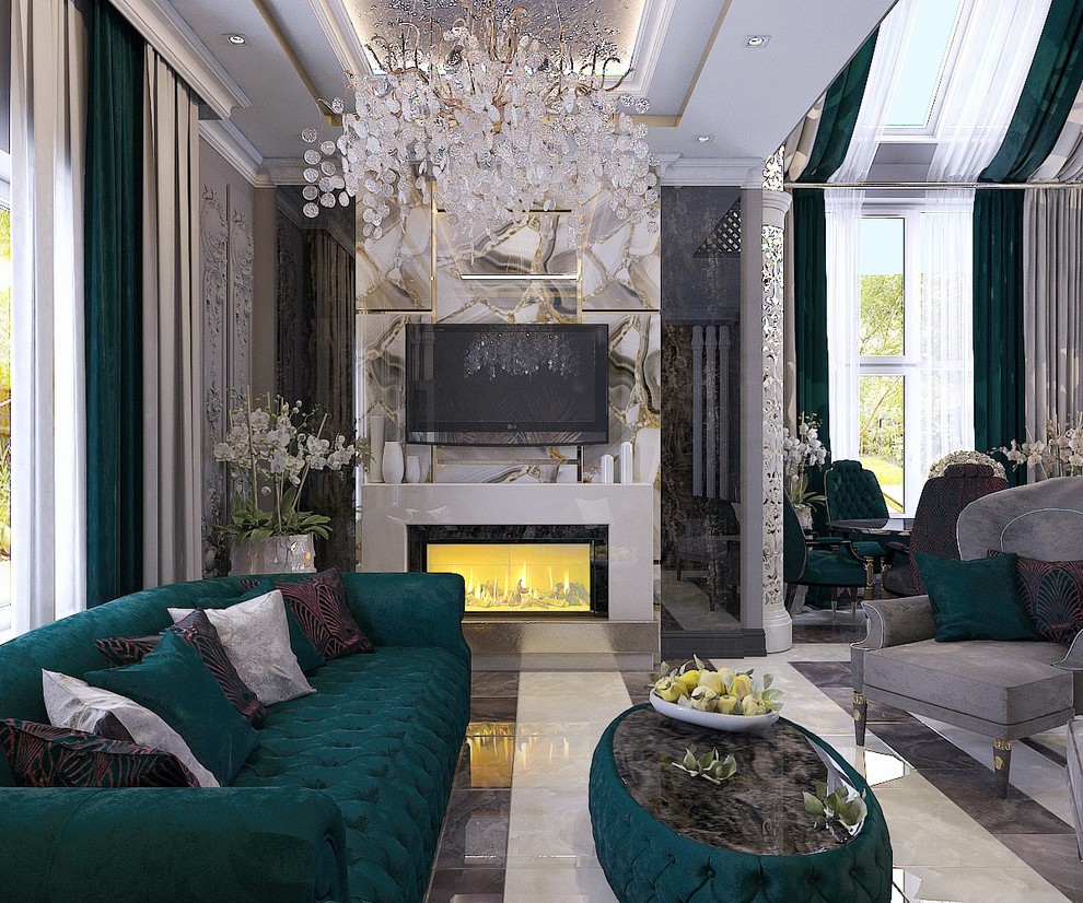 Зона тв в частном домовладении в стиле арт-деко (г.Пятигорск)