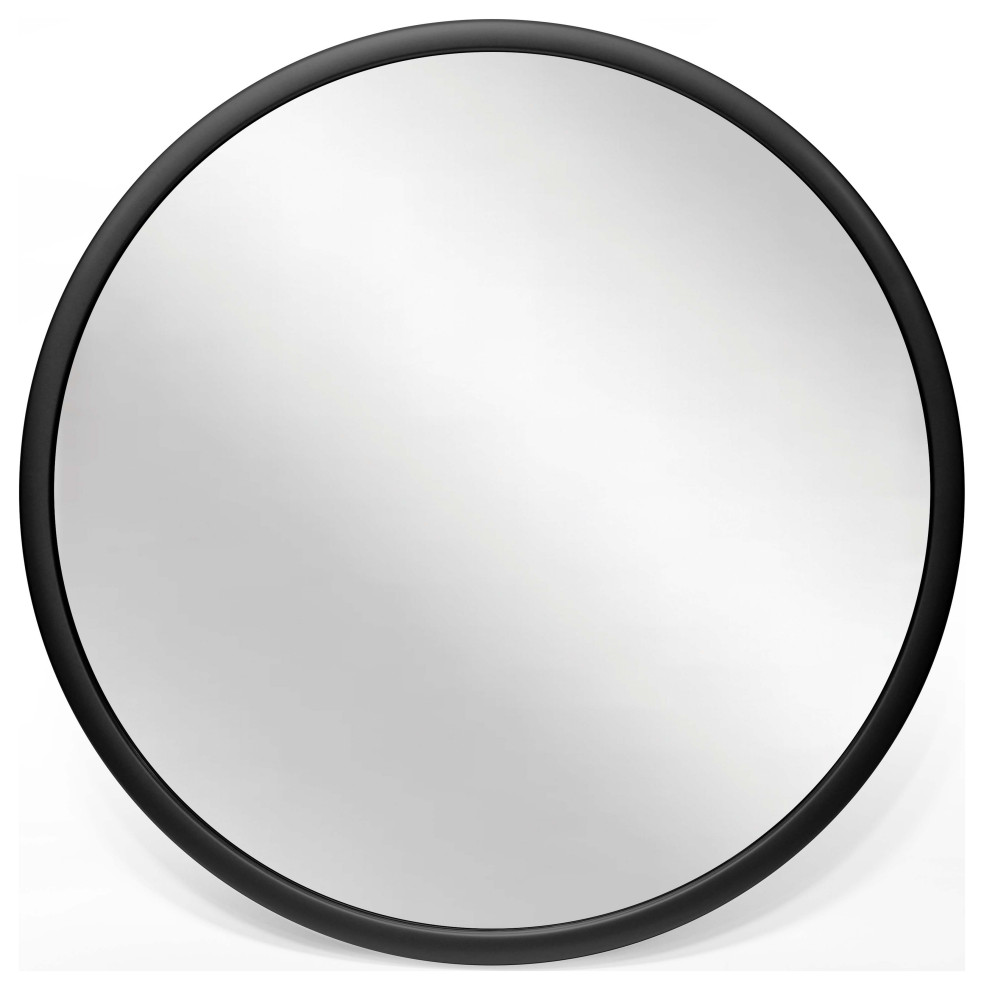 Nera 22" Matte Black Wall Mirror Transitional Wall Mirrors by