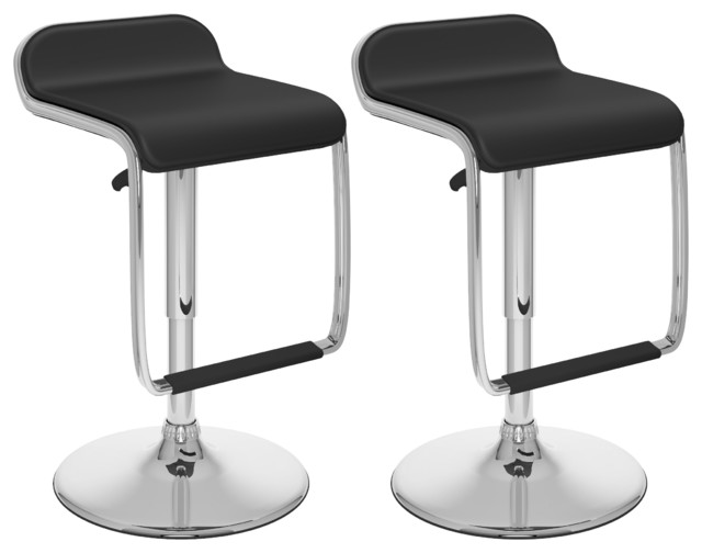 Adjule Bar Stool With Footrest Black Leatherette Set Of 2 Adjule Bar Stool With Footrest Black Leatherette Set Of 2 Contemporary Stools And Counter By Corliving