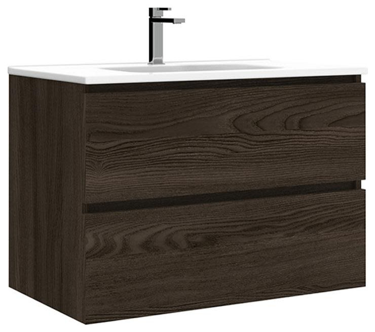 WS Bath Collections Flora C80 Flora 32" Wall Mounted Single Basin - Wenge
