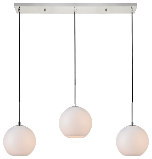 Baxter 3 Lights Chrome Pendant With Frosted White Glass - Contemporary ...