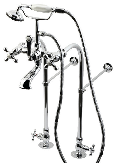 Chrome Clawfoot Bathroom Tub Faucet With Hand Shower Free Standing Tub Filler