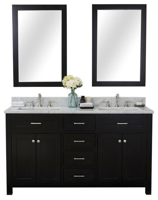 Springfield 60" Double Bathroom Vanity, Espresso With Mirror