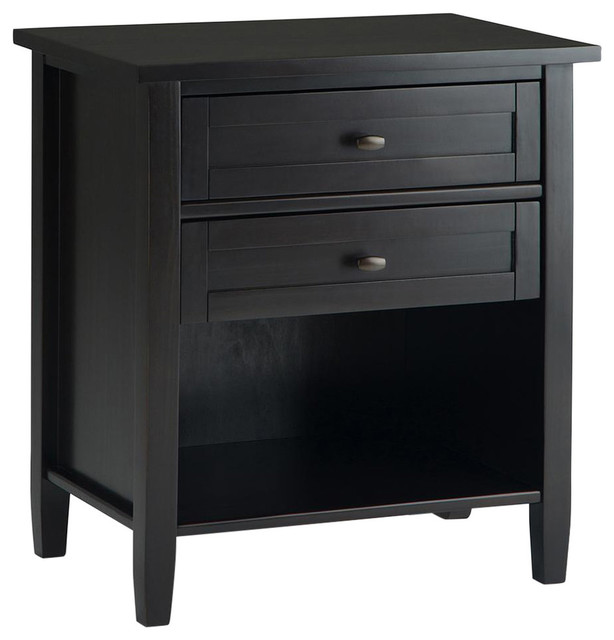 Wooden Bedside Table In Dark Brown Transitional Nightstands