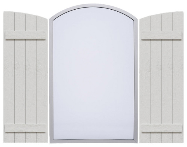 Rustic 2 Board Joined Board & Batten Faux Wood Shutters, Elliptical