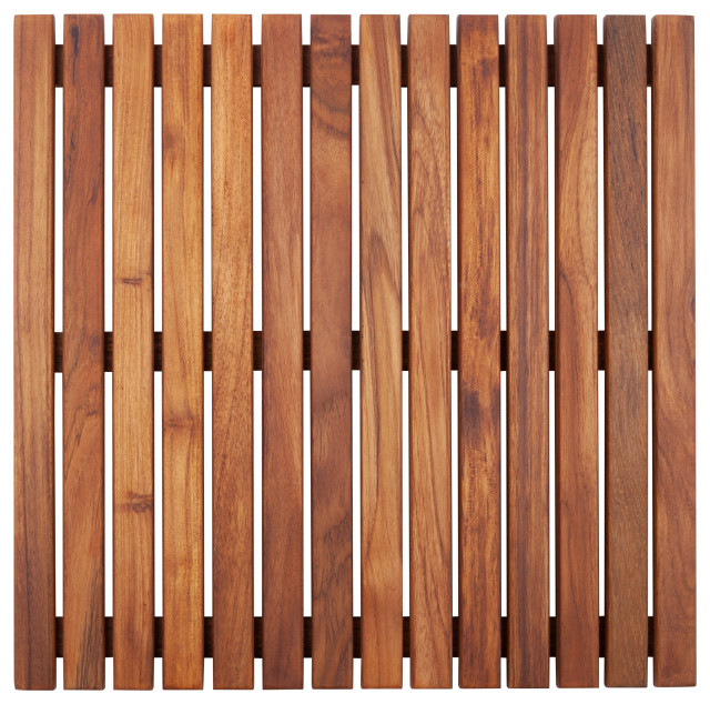 Nordic Style Oiled Teak Shower And Bath Mat 19 6 X19 6