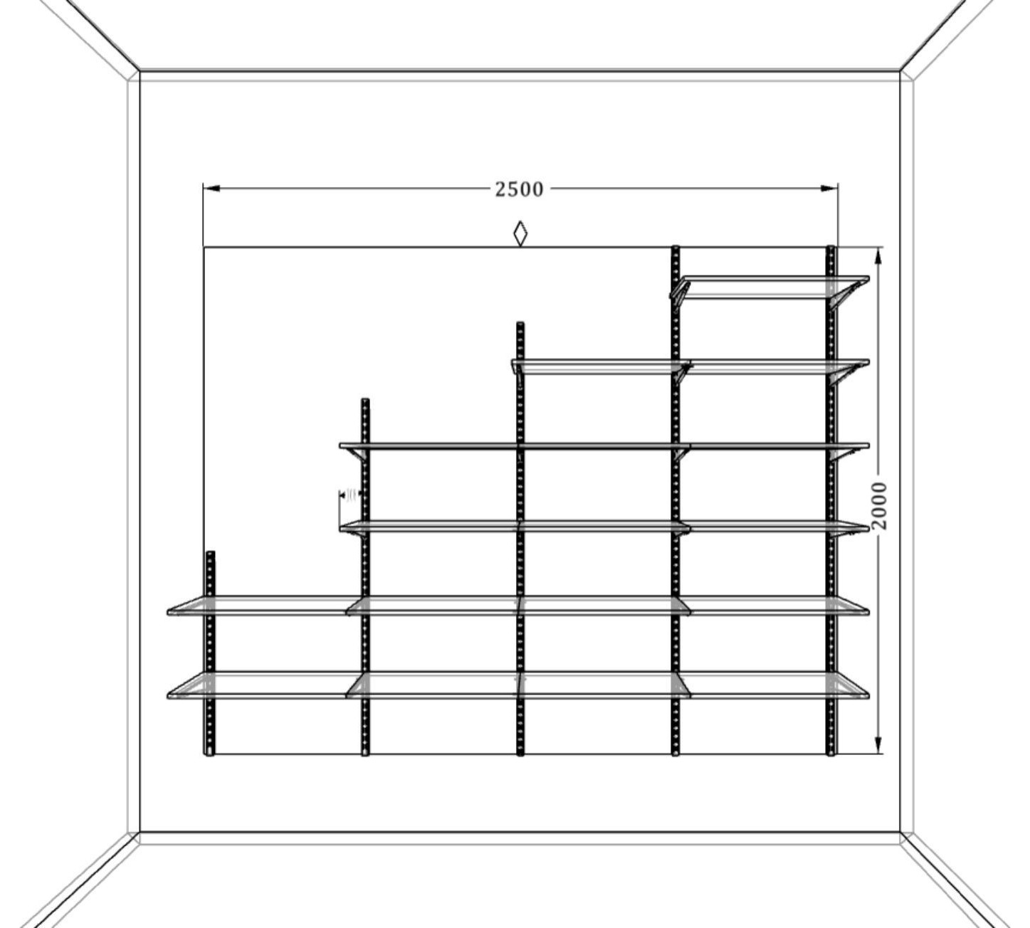 СИСТЕМА ПОЛОК В НИШЕ ПОД ЛЕСТНИЦЕЙ
