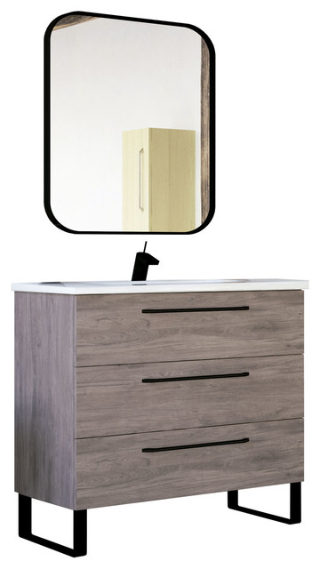 32 Modern Bathroom Vanity Set Dakota Grey Oak Wood Vanity Sink Mirror Industrial Bathroom Vanities And Sink Consoles By Randal Usa Inc