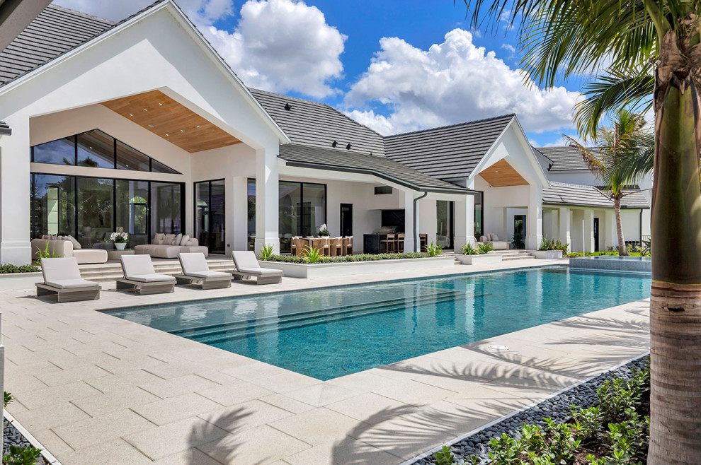 Example of a minimalist pool design in Miami