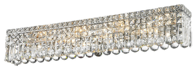 Contemporary 8 Light Chrome Clear Crystal Vanity Wall Sconce Contemporary 8 Light Chrome Clear Crystal Vanity Wall Sconce 36