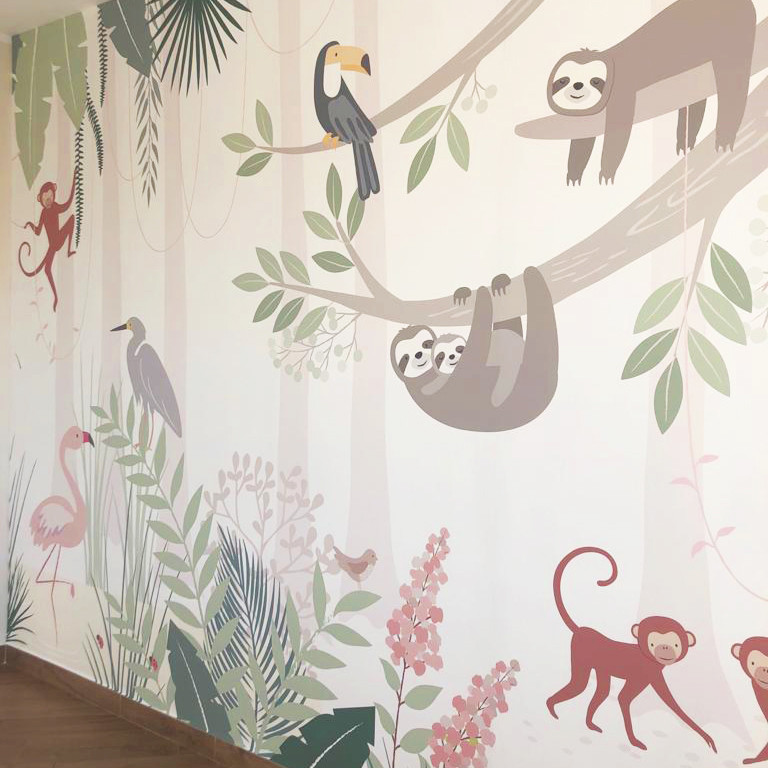 Esempio di una cameretta per bambini design con pareti rosa