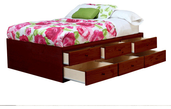 Full Size Storage Bed 12 Drawers Pine Wood Contemporary Full Size Storage Bed 12 Drawers Pine Wood Natural Teak