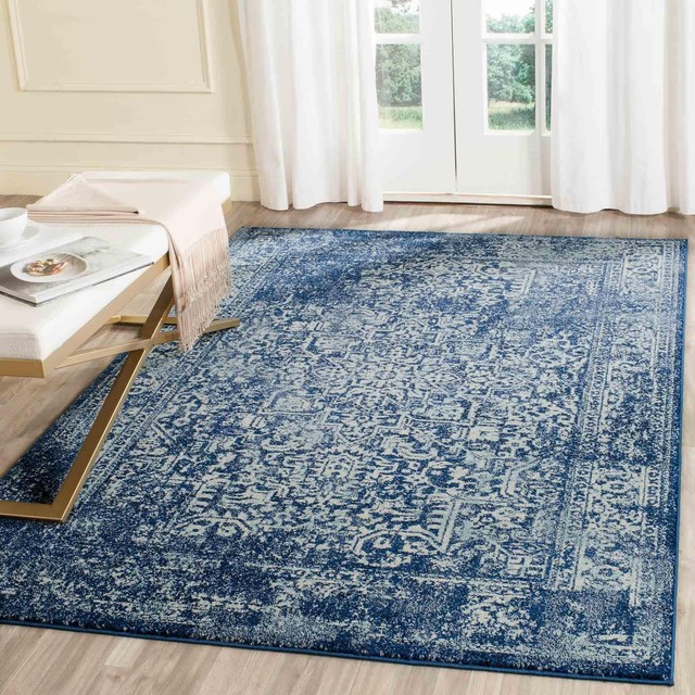 Safavieh Evoke Evk256a Navy Ivory Rug Contemporary Area Rugs Safavieh Evoke Evk256a Navy Ivory 8 X 10 Rug