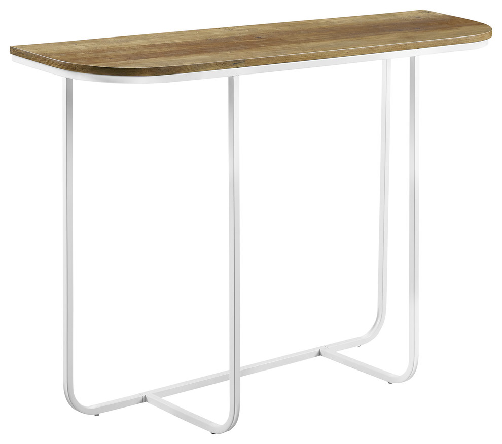 44" Modern Curved Entry Table, Reclaimed Barnwood/White Contemporary Console Tables by