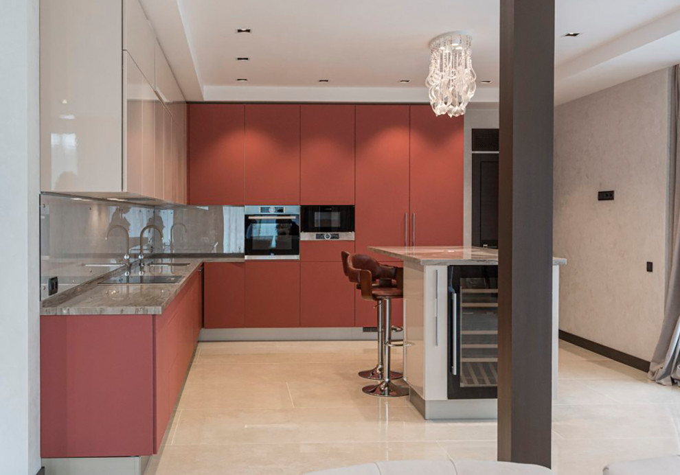 Кухня с островом для загородного дома