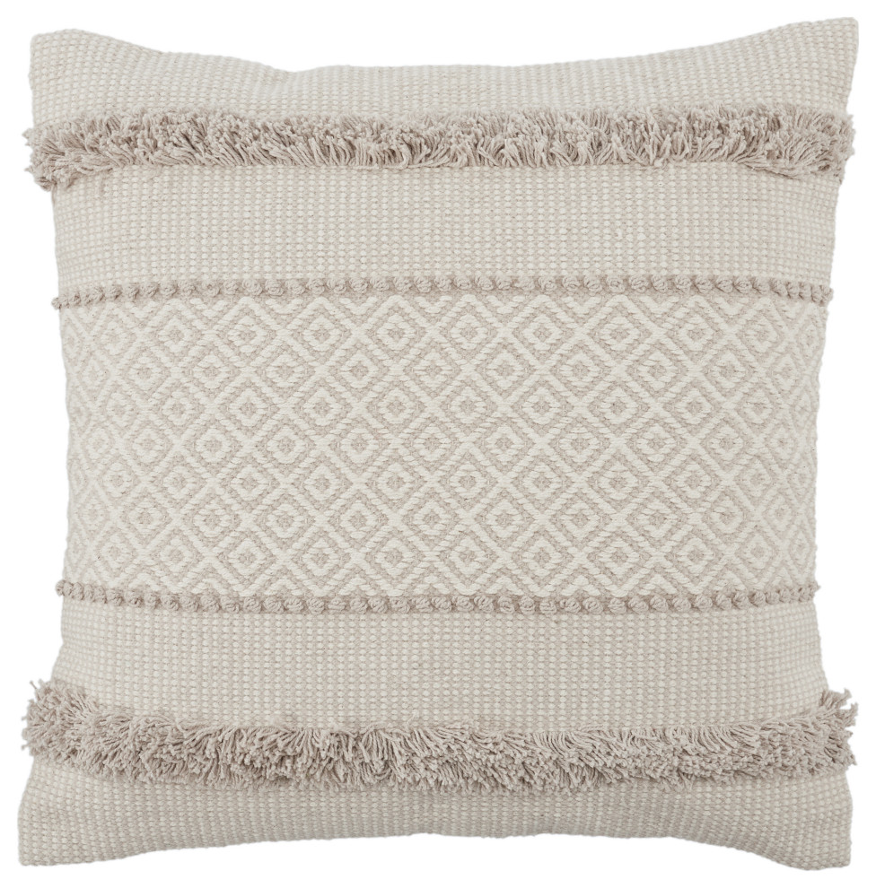 Vibe by Jaipur Living Imena Light Gray and Ivory Geometric Down Pillow 20"