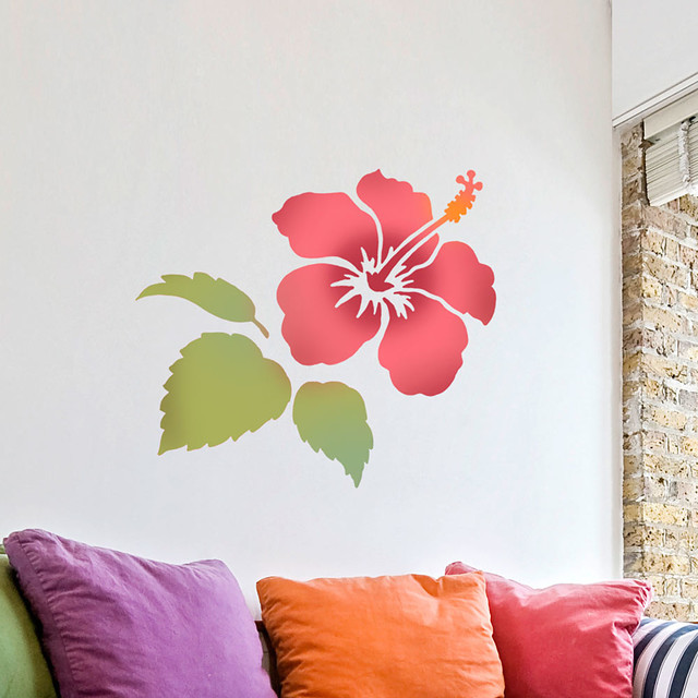 Hibiscus Wall Art Stencil, Reusable Stencils For Wall Decor, Trendy DIY