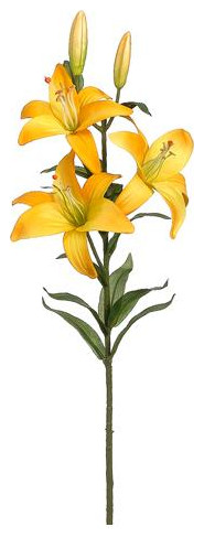 Silk Plants Direct Lily Spray - Yellow Dark - Pack of 12
