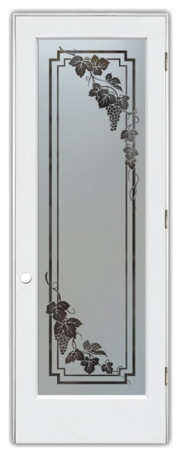 Pantry Door - Vineyard Grapes Cascade - Primed - 24" x 80" - Knob on Left -...