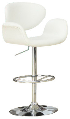 Monarch Specialties 2319 Hydraulic Lift Barstool in White and Chrome