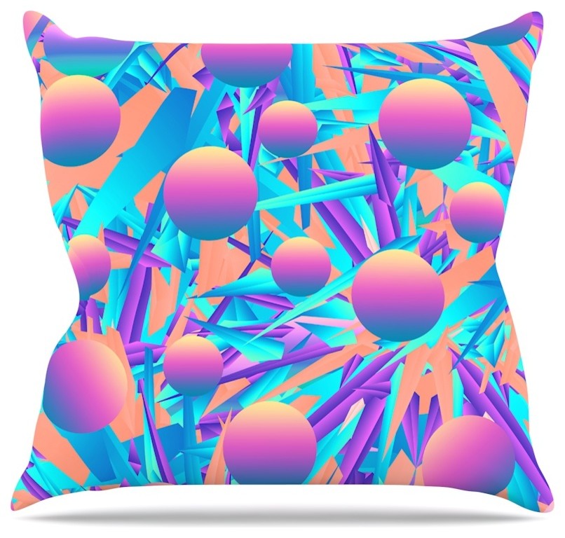 Danny Ivan "Blind Face" Pink Blue Outdoor Throw Pillow