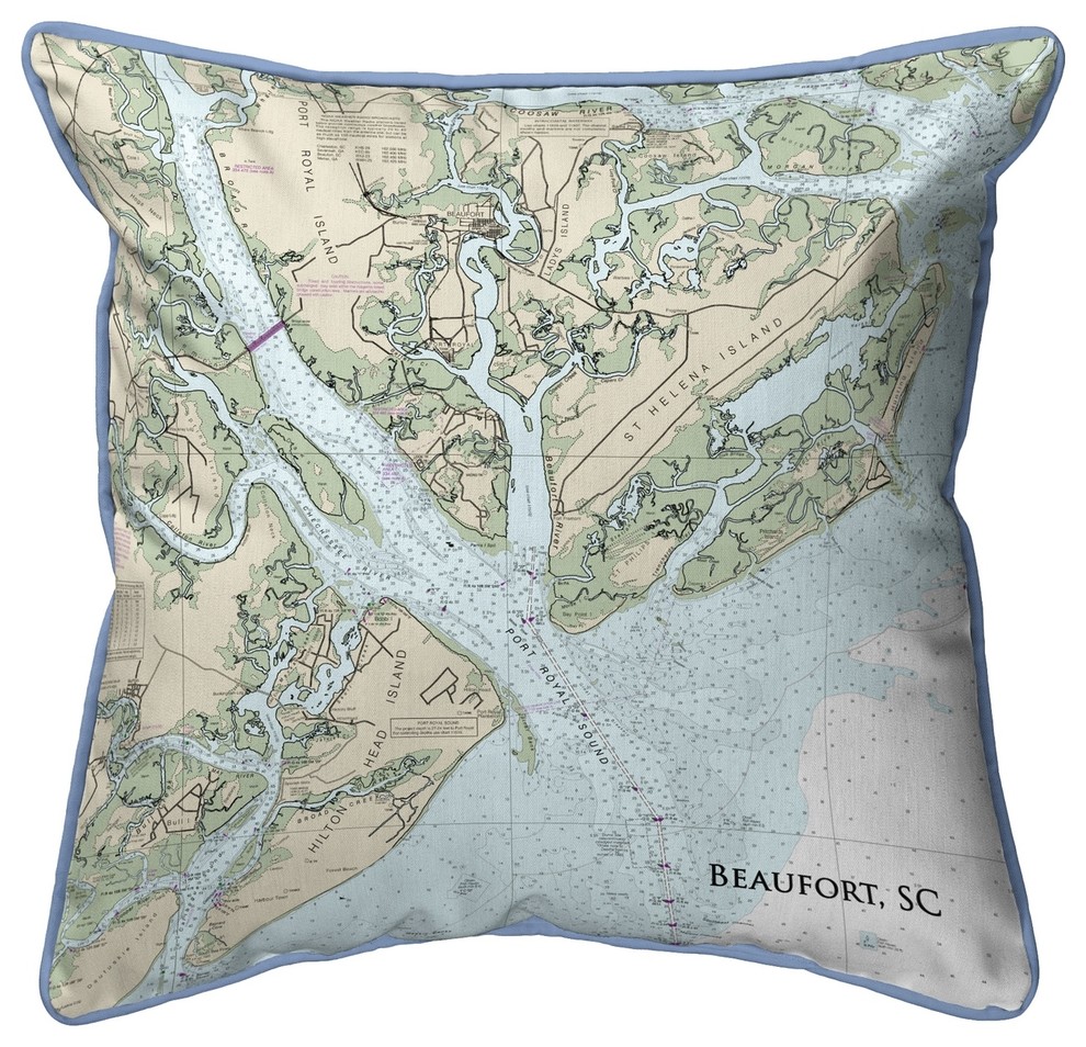 Betsy Drake Beaufort, SC Nautical Map Small Corded Indoor/Outdoor