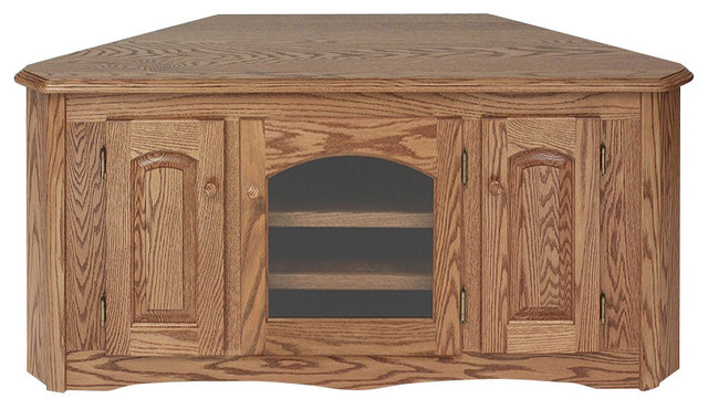Solid Oak Country Style Corner Tall Tv Stand With Cabinet Solid Oak Country Style Corner Tall Tv Stand With Cabinet Traditional Entertainment Centers And Stands By The Furniture