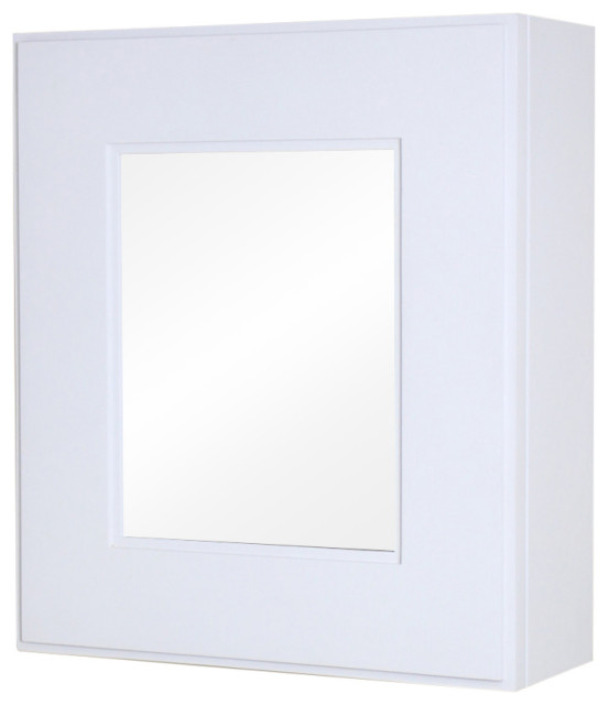 Compact Portrait Wall-Mount Mirrored Medicine Cabinets - 15 3/4" H x 13 3/4" W, Shaker White