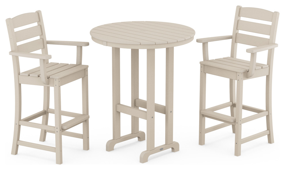 POLYWOOD Lakeside 3Piece Round Bar Arm Chair Set Beach Style
