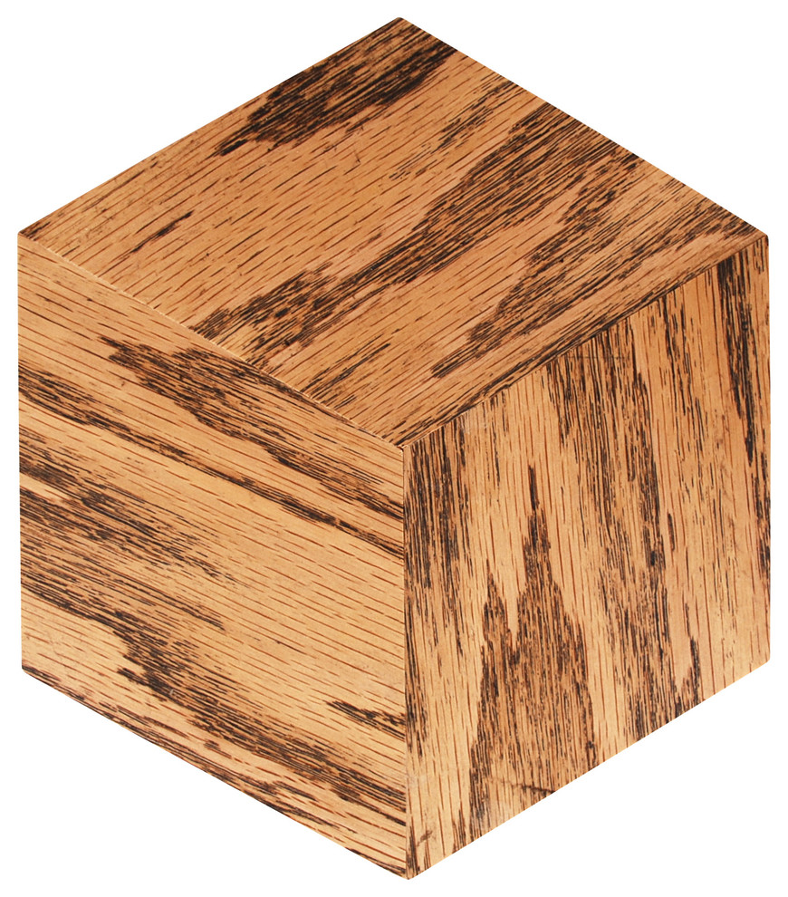 Natural Oak With Enhanced Black Grain Hexagon Tiles, Set of 5